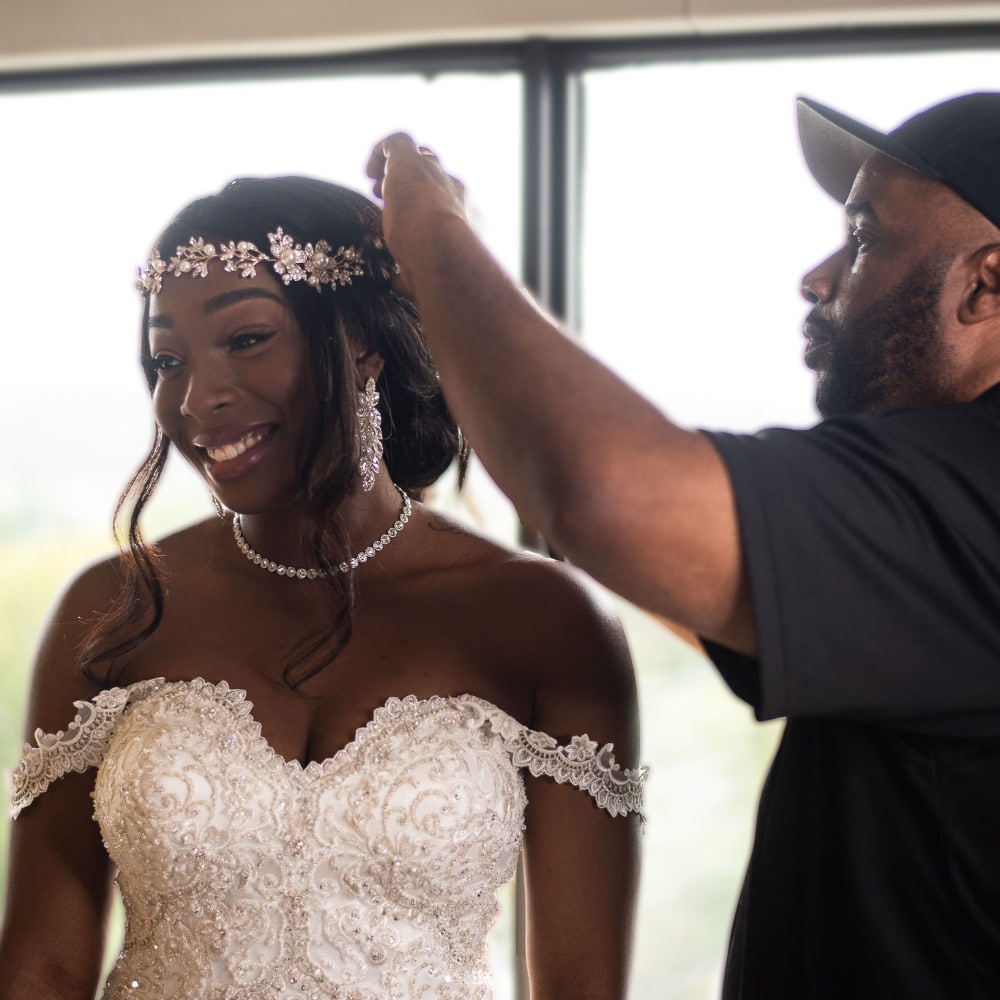 Darryl Places A Tiara On Smiling Bride