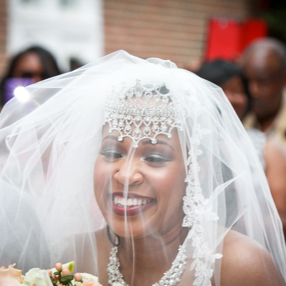 Bride With Veil Smiles